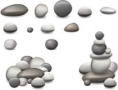 stone pebbles set isolated