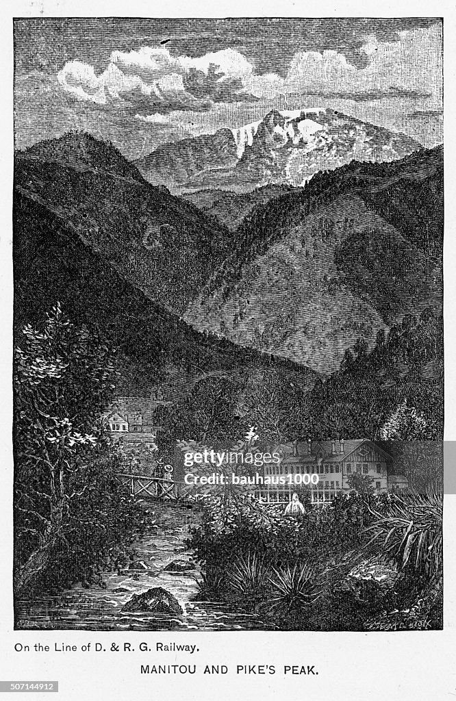 Pikes Peak and Manitou Springs Victorian Engraving