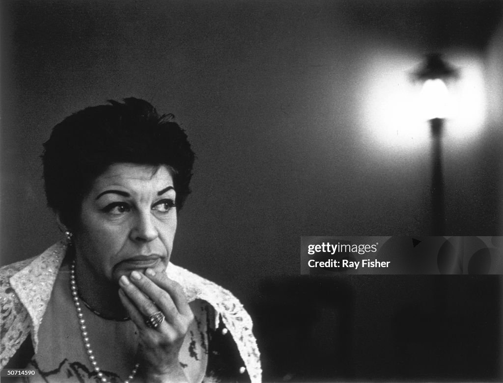 Comedienne Martha Raye looking very serious during an interview. News ...