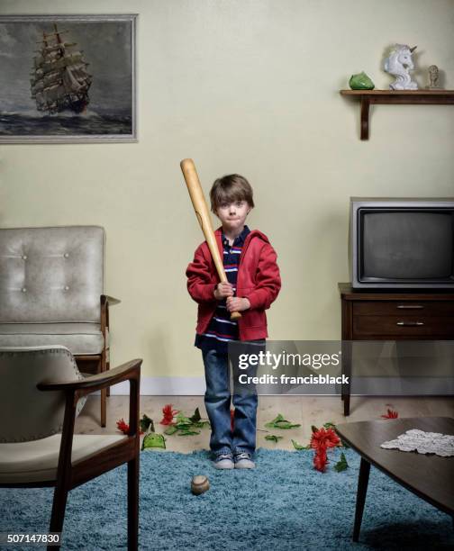 the menace - boy at television stockfoto's en -beelden