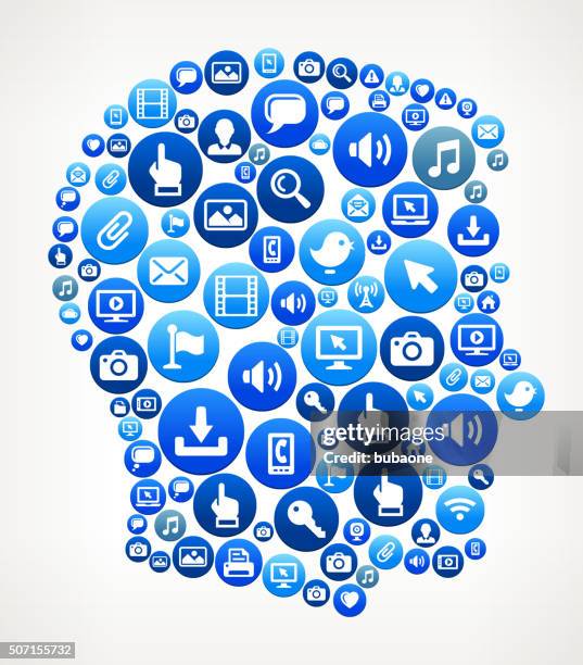male head technology internet and media blue button pattern - professional digital video camera isolated stock illustrations