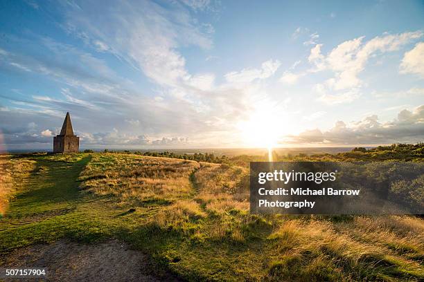 sunset at the beacon - lancashire ストックフォトと画像