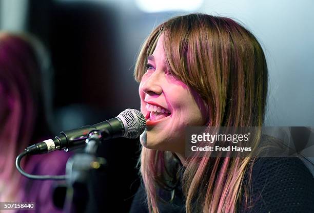 Louise Post of Veruca Salt performs onstage at the ASCAP Music Cafe during the 2016 Sundance Film Festival at Sundance ASCAP Music Cafe on January...