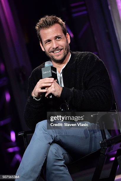 Actor Gabriel Macht discusses the fifth season of USA Network's show "Suits" at AOL Build at AOL Studios In New York on January 27, 2016 in New York...