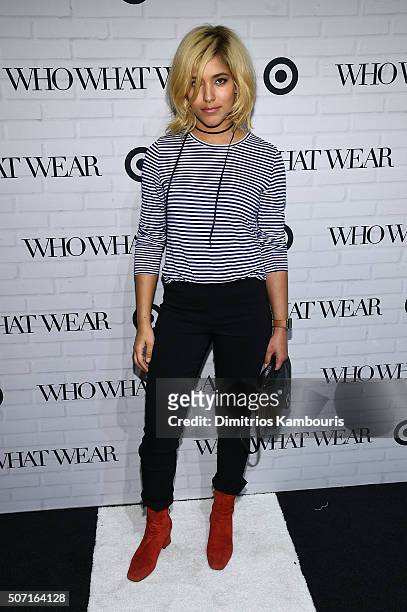 Blogger Christina Caradona attends Who What Wear x Target launch party at ArtBeam on January 27, 2016 in New York City.