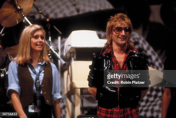 Singer Rod Stewart with Olivia Newton-John.