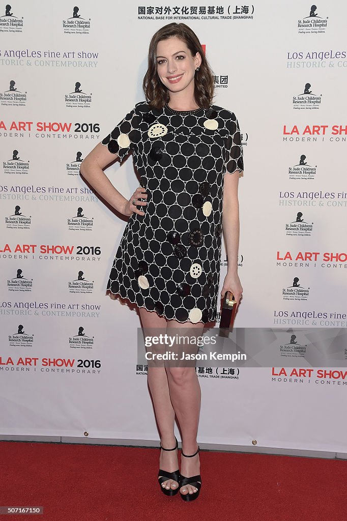 Actress Anne Hathaway attends the LA Art Show And Los Angeles Fine ...