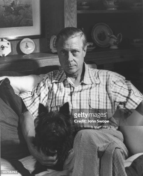 Portrait of the Duke of Windsor with a dog.