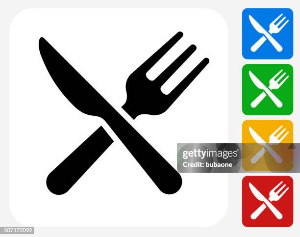 ilustraciones, imágenes clip art, dibujos animados e iconos de stock de utensilios de cocina de iconos planos de diseño gráfico - entrecruzado