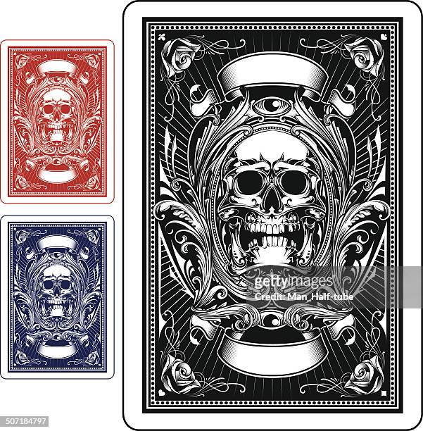 playing card back side - human skull stock illustrations