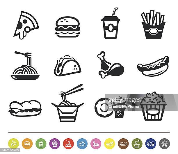 illustrazioni stock, clip art, cartoni animati e icone di tendenza di icone di fast food/siprocon collezione - patatine fritte