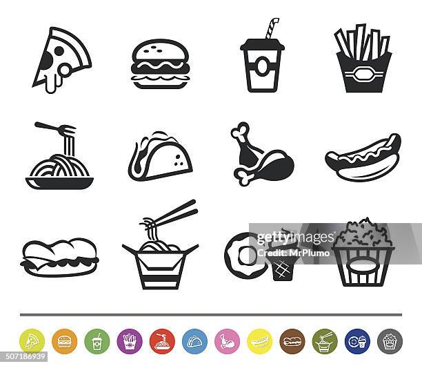 fast food icons | siprocon collection - sandwich stock illustrations