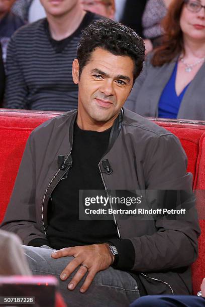 Actor Jamel Debbouze presents the Movie 'La Vache' during the 'Vivement Dimanche' French TV Show at Pavillon Gabriel on January 27, 2016 in Paris,...