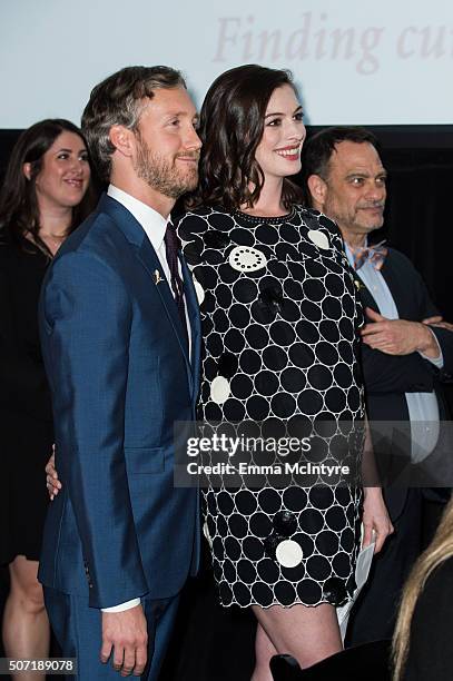 Actress Anne Hathaway and husband Adam Shulman attend the LA Art Show And Los Angeles Fine Art Show's 2016 Opening Night Premiere Party Benefiting...