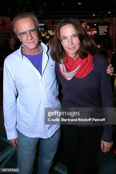 Actor Christophe Lambert and Pianist Helene Grimaud attend the 'Vivement Dimanche' French TV Show at Pavillon Gabriel on January 27, 2016 in Paris,...