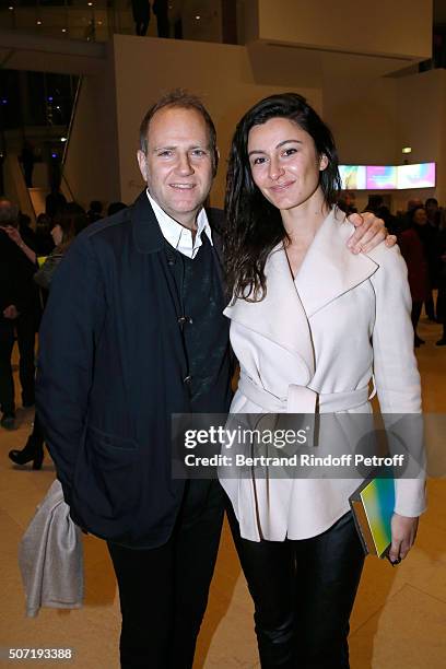 Michael Fukx and Constance Breton attend the "Bentu" Exhibition at the Louis Vuitton Foundation, Co-organized with the "Ullens Center for...