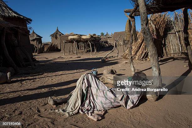 Portrait of an old man in a Dogon village on January 21, 2010 in the Land of Dogon, Mopti region, Mali. Dozens of villages are located along the...