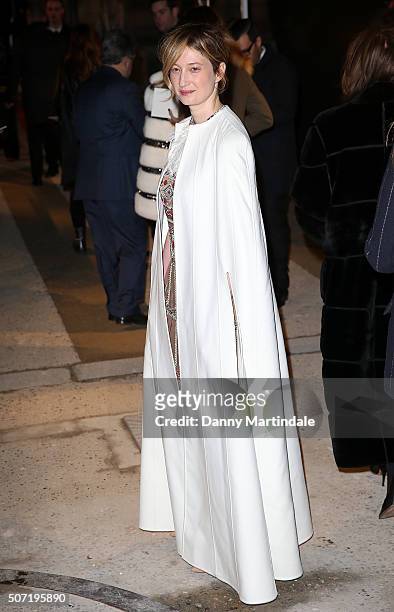 Alba Rohrwacher arrives at the Valentino Spring Summer 2016 show as part of Paris Fashion Week on January 27, 2016 in Paris, France.