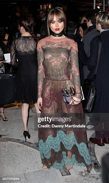 Kristina Bazan arrives at the Valentino Spring Summer 2016 show as part of Paris Fashion Week on January 27, 2016 in Paris, France.