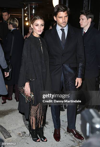 Olivia Palermo and Johannes Huebl arrives at the Valentino Spring Summer 2016 show as part of Paris Fashion Week on January 27, 2016 in Paris, France.