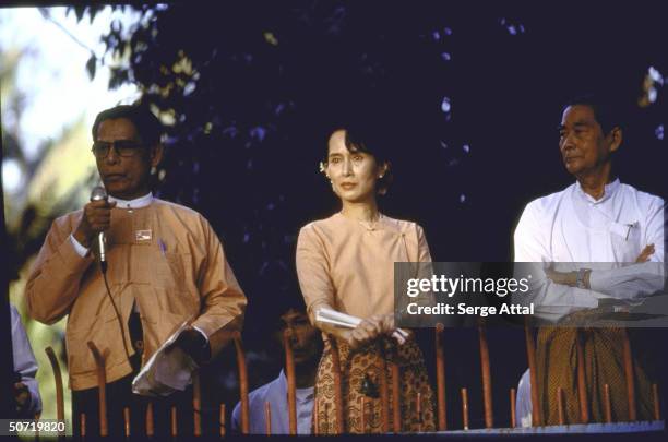 Activist Aung San Suu Kyi at Sunday rally.