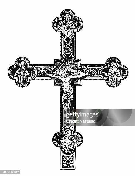 silver christian cross - a cross necklace stock illustrations