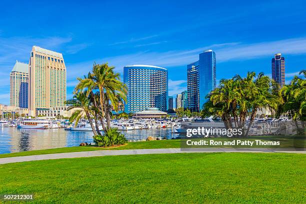 skyline von san diego, kalifornien - südkalifornien stock-fotos und bilder