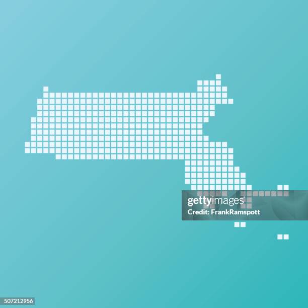 massachusetts map basic square pattern turquoise - rectangle border stock illustrations
