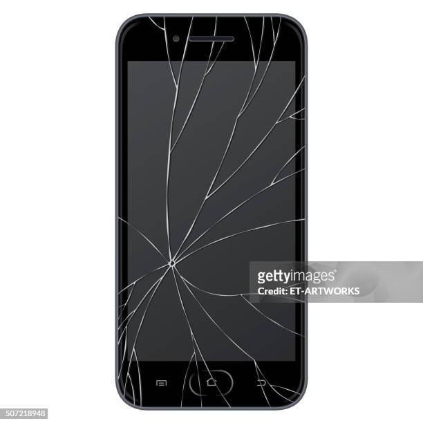 vektor defekt smartphone - broken cell phone stock-grafiken, -clipart, -cartoons und -symbole