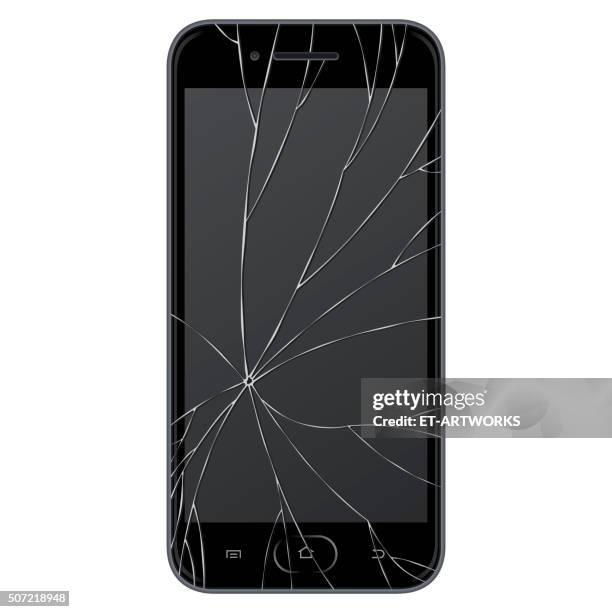 stockillustraties, clipart, cartoons en iconen met vector broken smart phone - breken