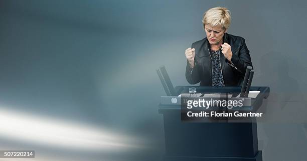 Renate Kuenast, member of the Bundestag, during the meeting of the Bundestag on January 28, 2016 in Berlin.