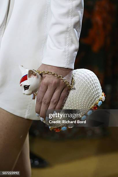 Model walks the runway during the Ulyana Sergeenko Spring Summer 2016 show as part of Paris Fashion Week on January 27, 2016 in Paris, France.