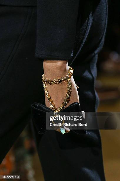 Model walks the runway during the Ulyana Sergeenko Spring Summer 2016 show as part of Paris Fashion Week on January 27, 2016 in Paris, France.