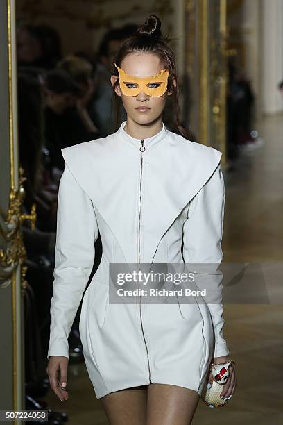 Model walks the runway during the Ulyana Sergeenko Spring Summer 2016 show as part of Paris Fashion Week on January 27, 2016 in Paris, France.