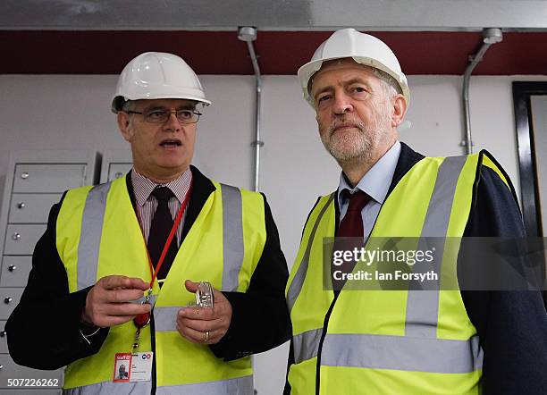 Labour leader Jeremy Corbyn visits the Science, Technology, Engineering and Maths further education college on January 28, 2016 in Middlesbrough,...