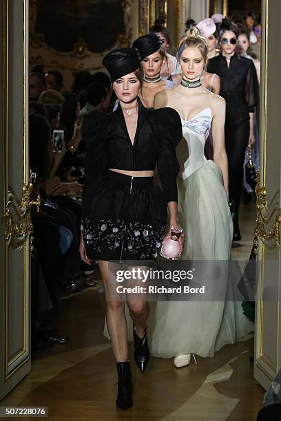 Models walk the runway during the Ulyana Sergeenko Spring Summer 2016 show as part of Paris Fashion Week on January 27, 2016 in Paris, France.