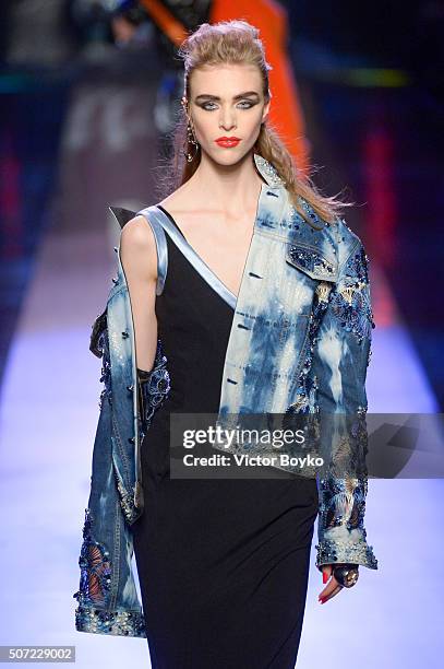 Model walks the runway during the Jean-Paul Gaultier Haute Couture Spring Summer 2016 show as part of Paris Fashion Week on January 27, 2016 in...