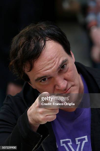 Quentin Tarantino attends a photocall for 'The Hateful Eight' at Hassler Hotel on January 28, 2016 in Rome, Italy.