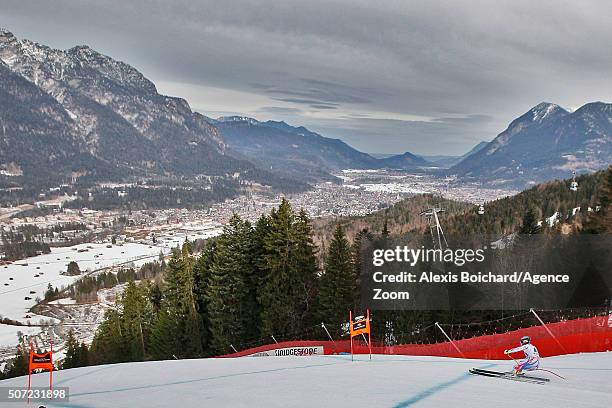 Marcel Hirscher of Austria takes the 1st place during the Audi FIS Alpine Ski World Cup Men's Slalom on January 26, 2016 in Schladming, Austria.