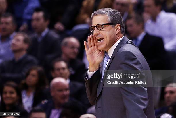 Head Coach Randy Wittman of the Washington Wizards shouts during an NBA game against the Toronto Raptors at the Air Canada Centre on January 26, 2015...