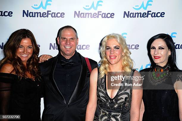 Kelly Killoren Bensimon, Photographer Steve Eichner, Developer Daniela Kirsch and Jill Kargman attend the NameFace.com Launch at No. 8 on January 27,...