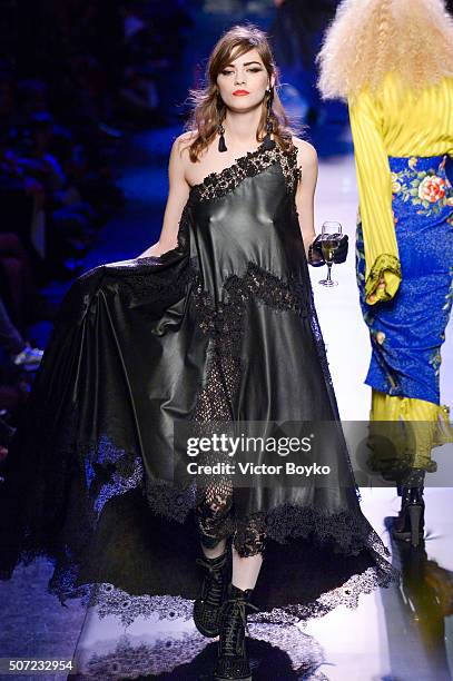 Model walks the runway during the Jean-Paul Gaultier Haute Couture Spring Summer 2016 show as part of Paris Fashion Week on January 27, 2016 in...