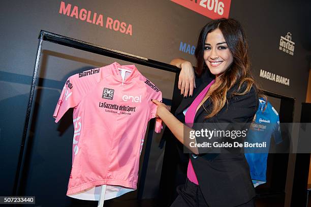 Giorgia Palmas attends the Giro D'Italia 2016 jersey unveiling on at Sala Buzzati on January 28, 2016 in Milano, Italy.