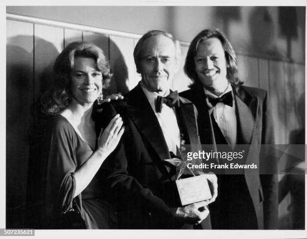 Actor Henry Fonda with his children, actors Jane and Peter, attending a tribute to Henry by the American Film Institute, at the Beverly Hilton Hotel,...