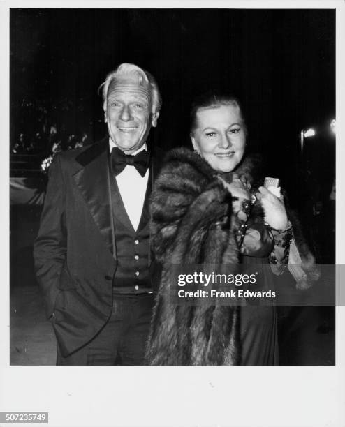 Actors Murray Mathieson and Joan Fontaine, attending th 50th Academy Award, Los Angeles, CA, April 1978.