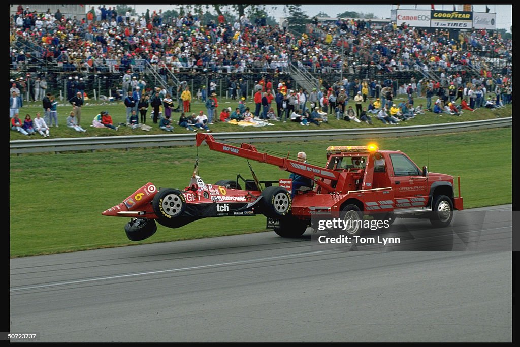 Auto Racing: 1992 Indy 500. Tow truck to