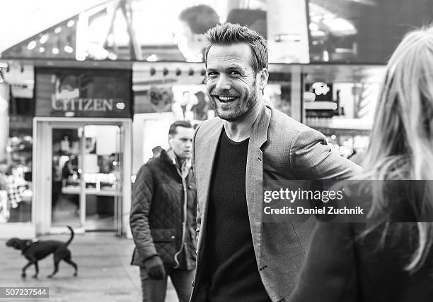 Actor Gabriel Macht rings the Nasdaq Opening Bell at NASDAQ MarketSite on January 28, 2016 in New York City.