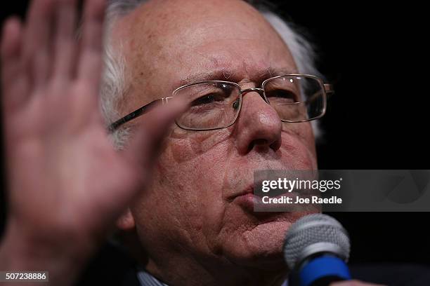 Democratic presidential candidate Sen. Bernie Sanders speaks during a forum at Roosevelt High School on January 28, 2016 in Des Moines, Iowa. The...