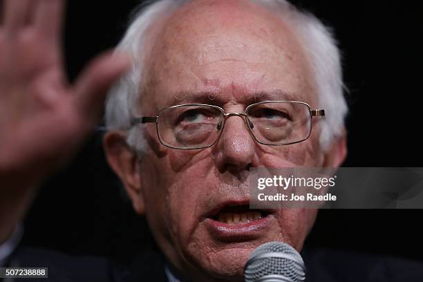 Democratic presidential candidate Sen. Bernie Sanders speaks during a forum at Roosevelt High School on January 28, 2016 in Des Moines, Iowa. The...