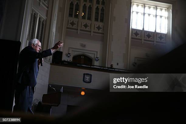 Democratic presidential candidate Sen. Bernie Sanders speaks during a forum at Roosevelt High School on January 28, 2016 in Des Moines, Iowa. The...